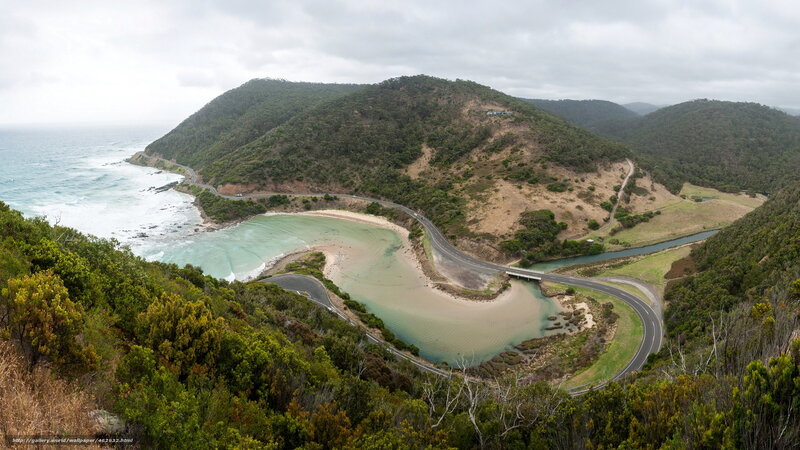 Coastal Road and River — Green, Overcast