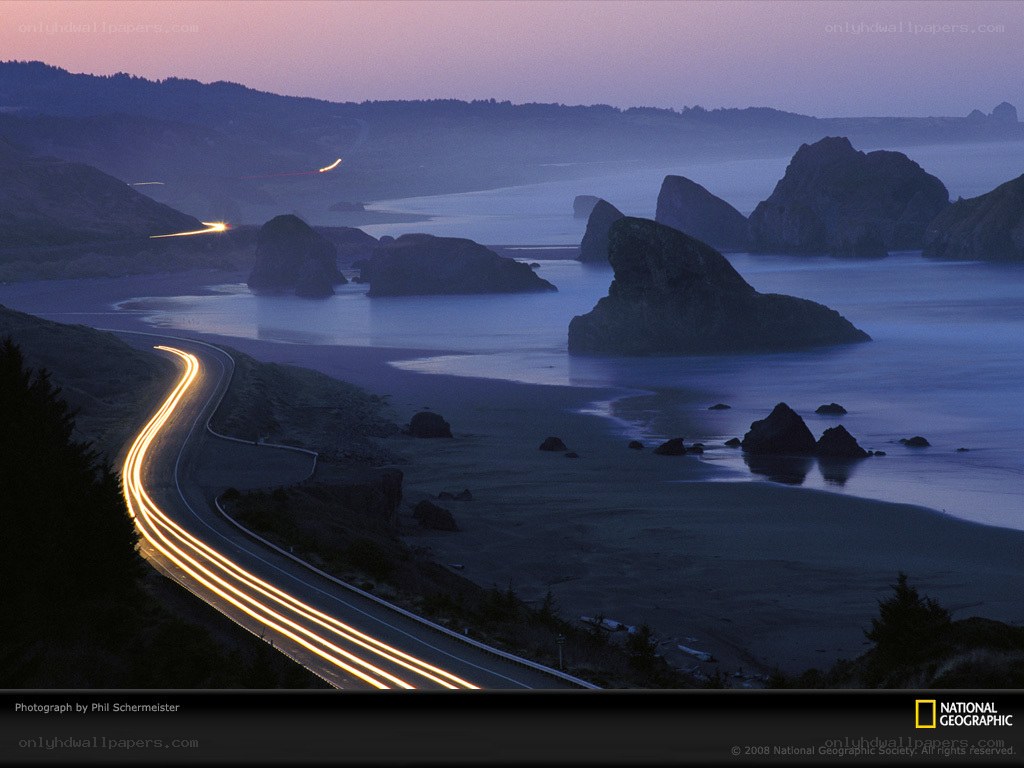 coastal road at dusk