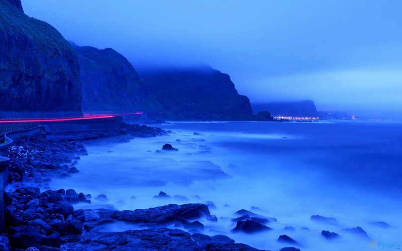 Coastal Road at Dusk — Blue, Serene