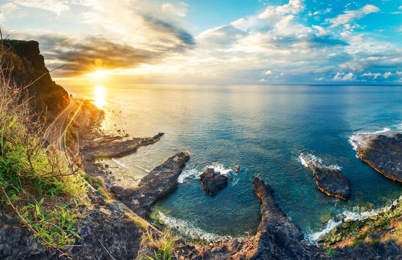 Coastal Road at Sunset — Blue, Serene