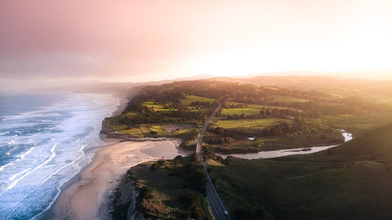 Coastal Road at Sunset — Pink