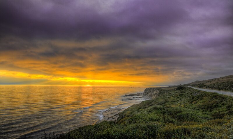 Coastal Road at Sunset — Purple