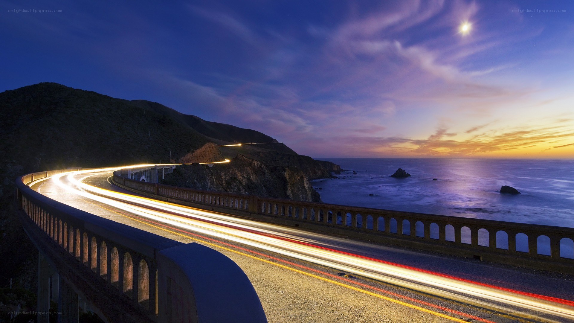 Coastal road at twilight