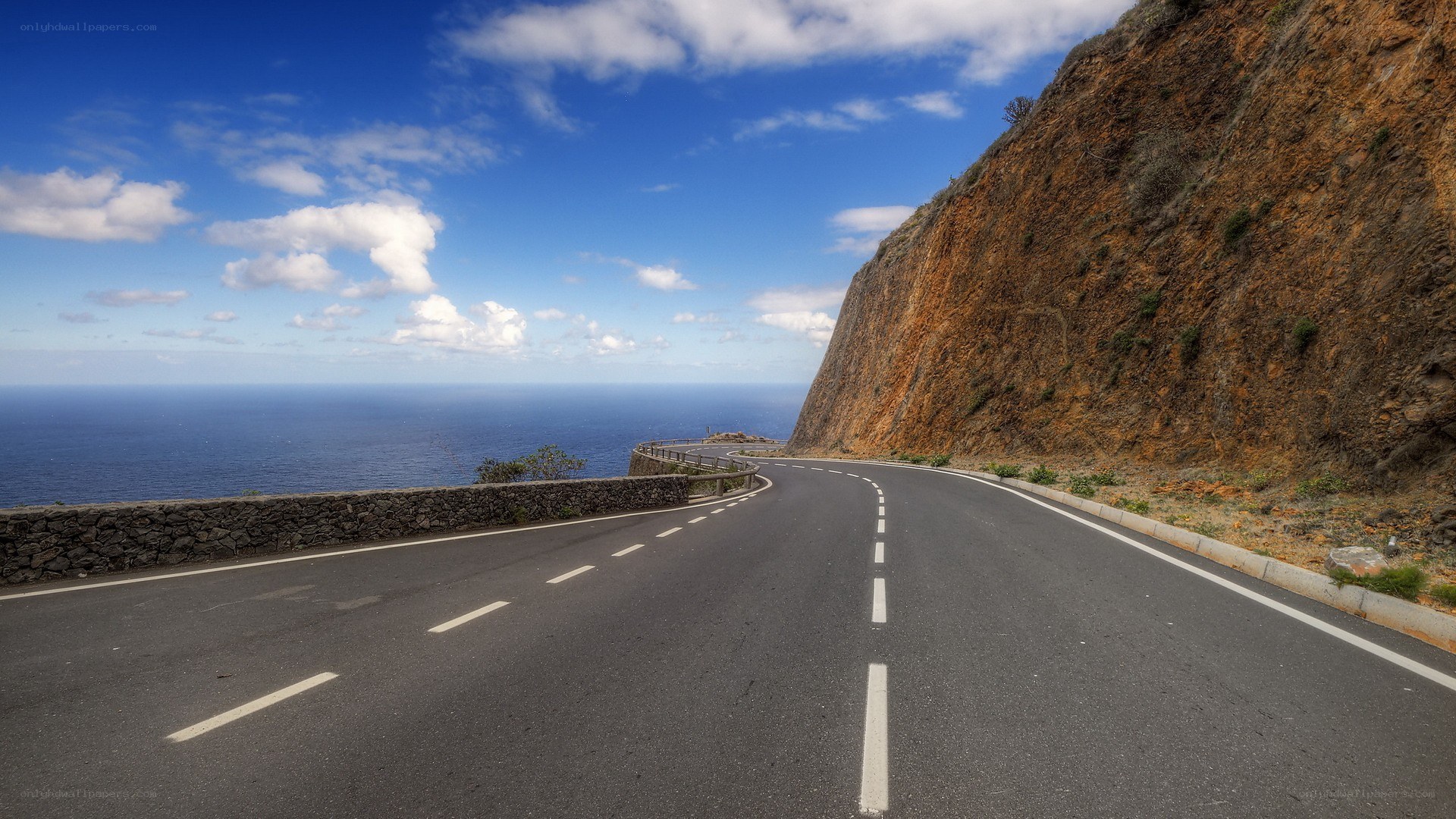 Coastal road winding along cliff