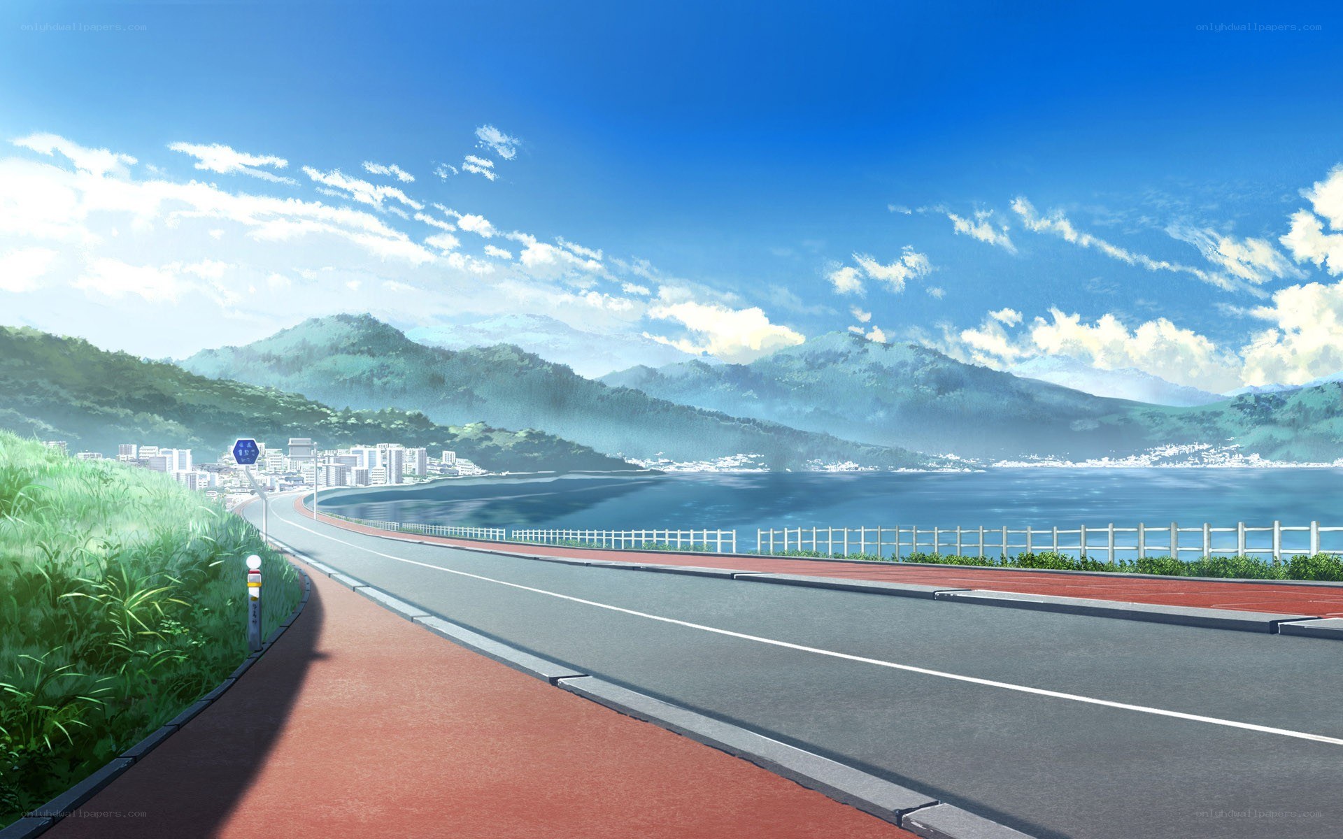 Coastal road with mountains