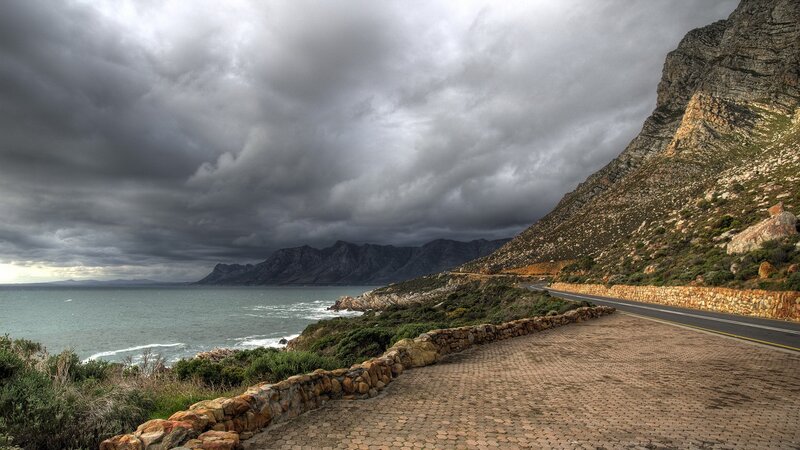Coastal Road with Mountains — Gray