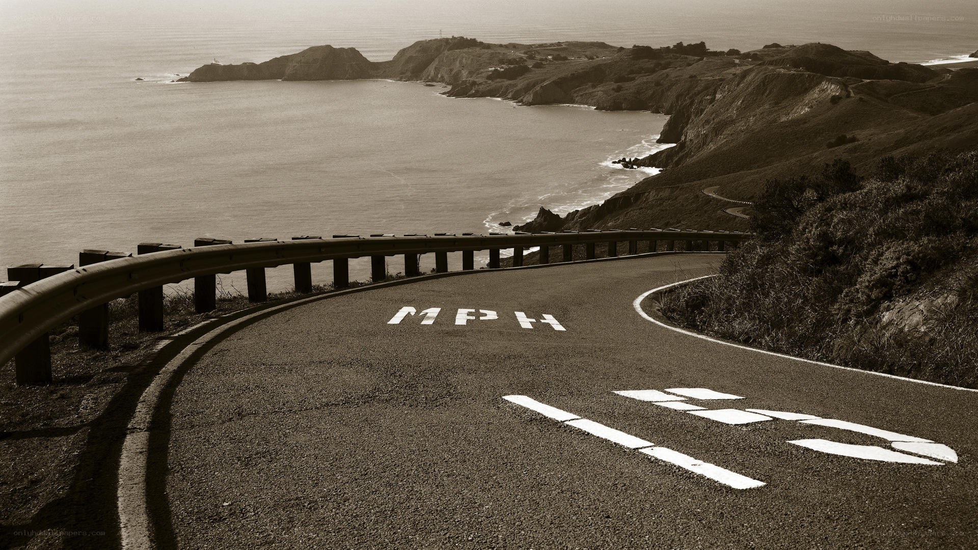 Coastal road with speed limit