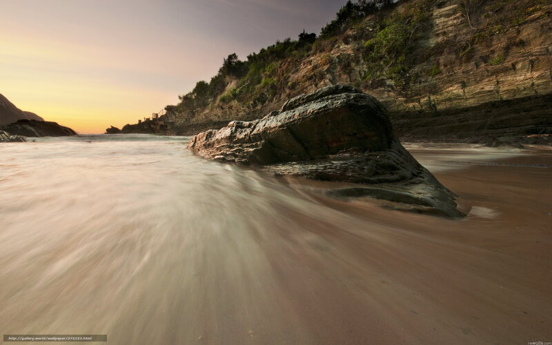 Coastal rock at sunset