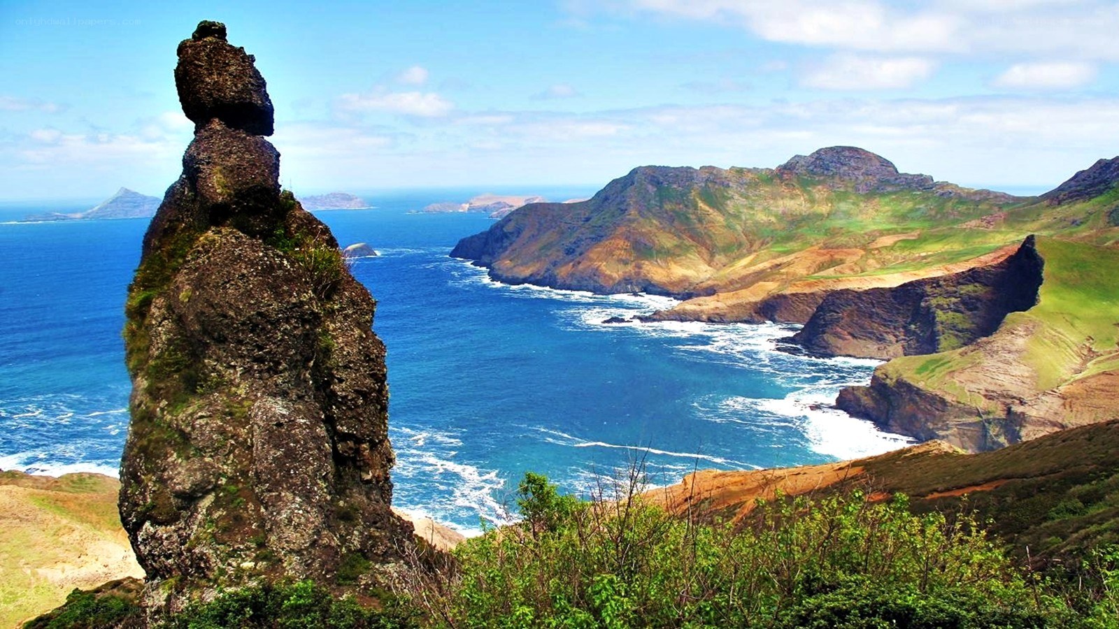 Coastal rock formation and ocean view