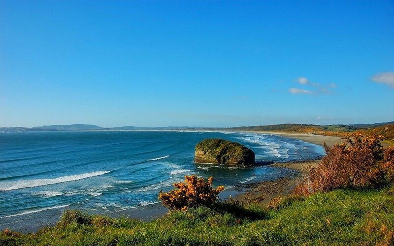 Coastal Rock Formation — Blue, Serene, Afternoon, Photograph, Ocean