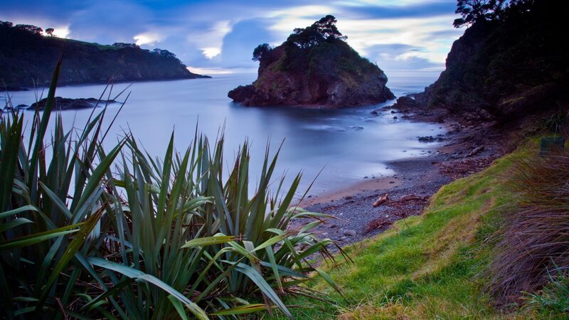 Coastal Rock Formation — Blue, Serene, Sunset