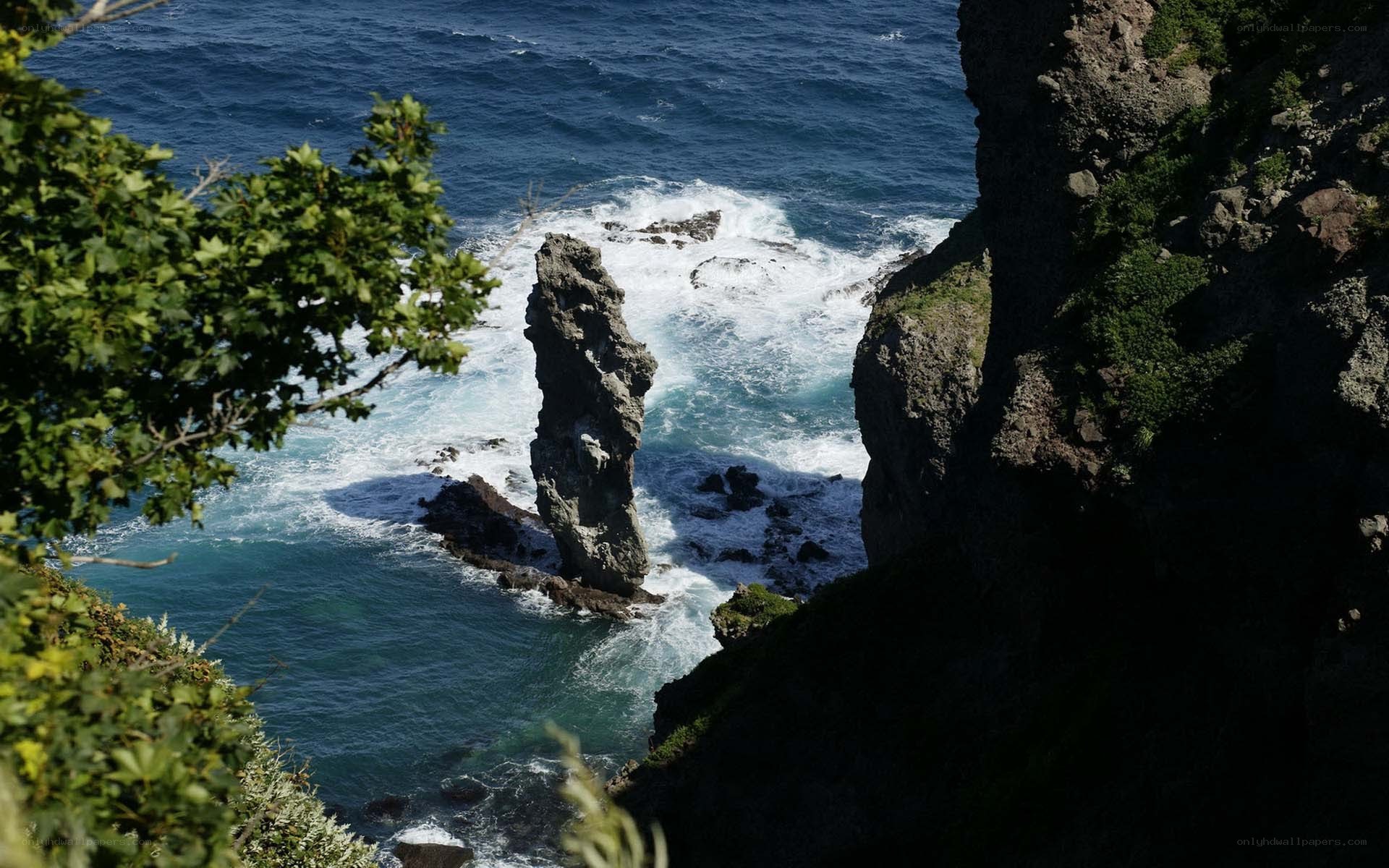 Coastal rock formation by the sea