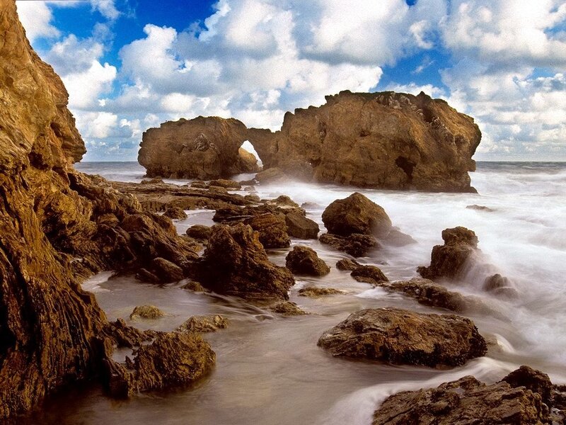 coastal rock formations and sea