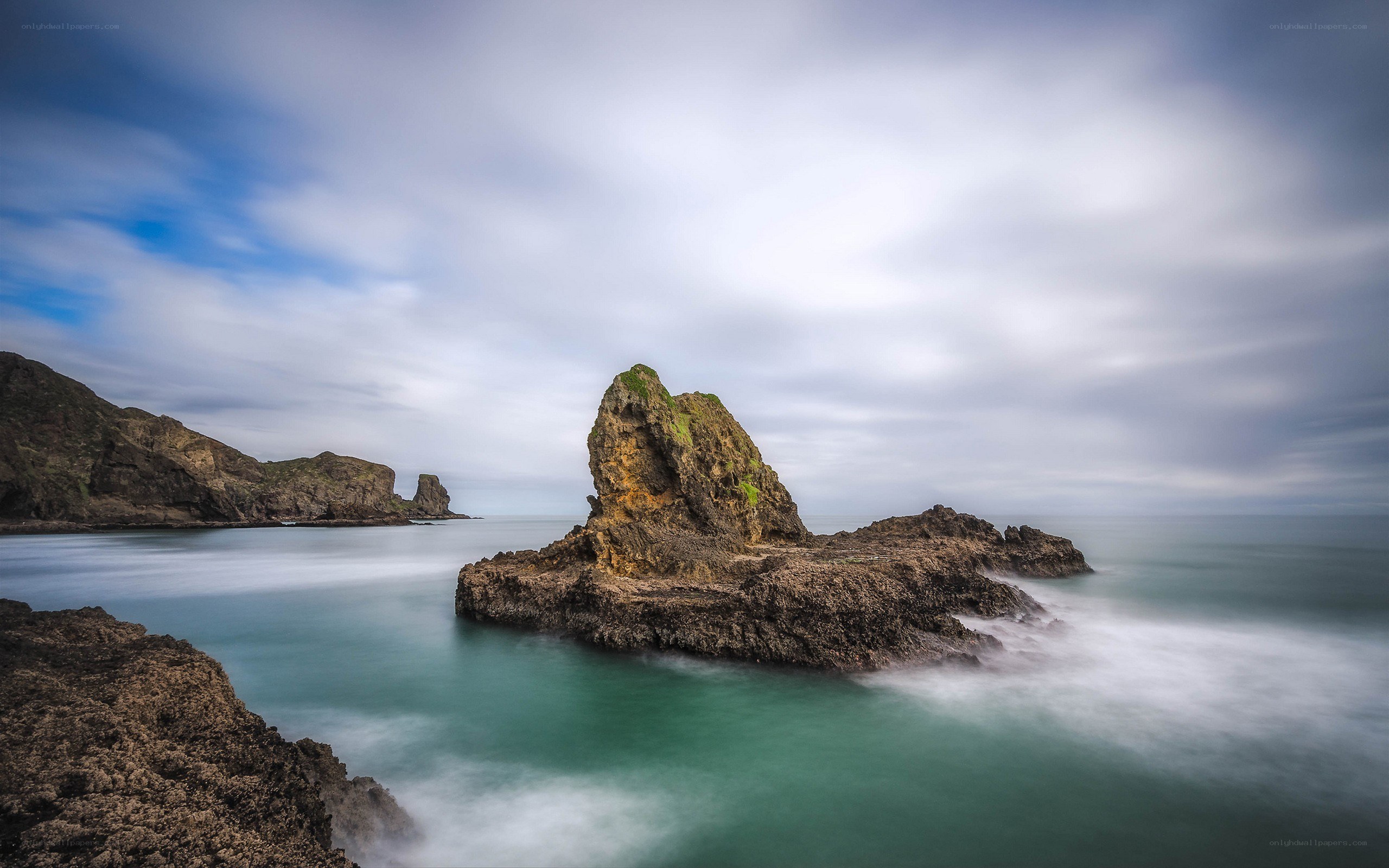 Coastal rock formations at sea