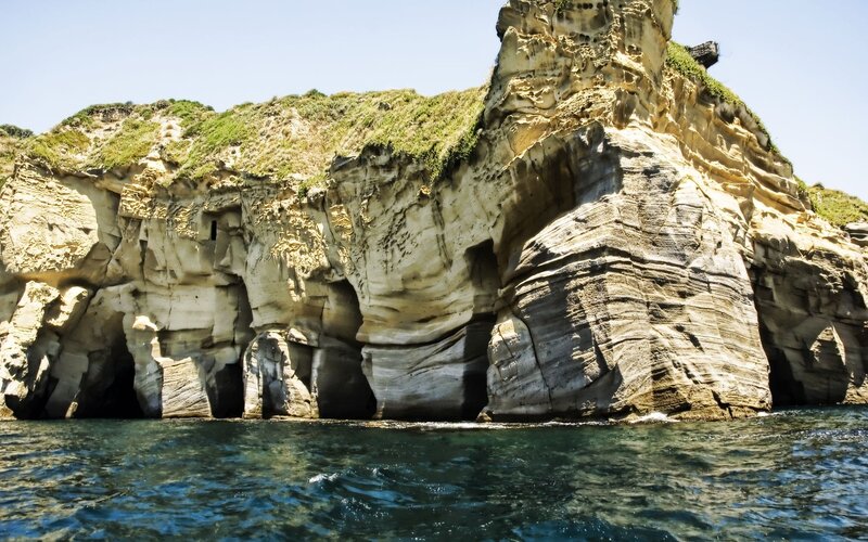 Coastal Rock Formations — Blue, Serene, Afternoon, Photograph, Sea