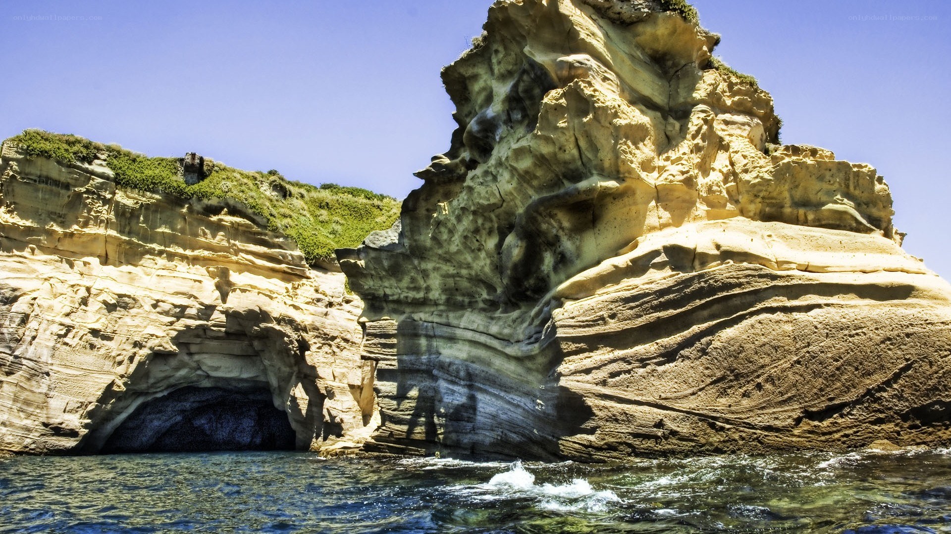 Coastal rock formations by sea