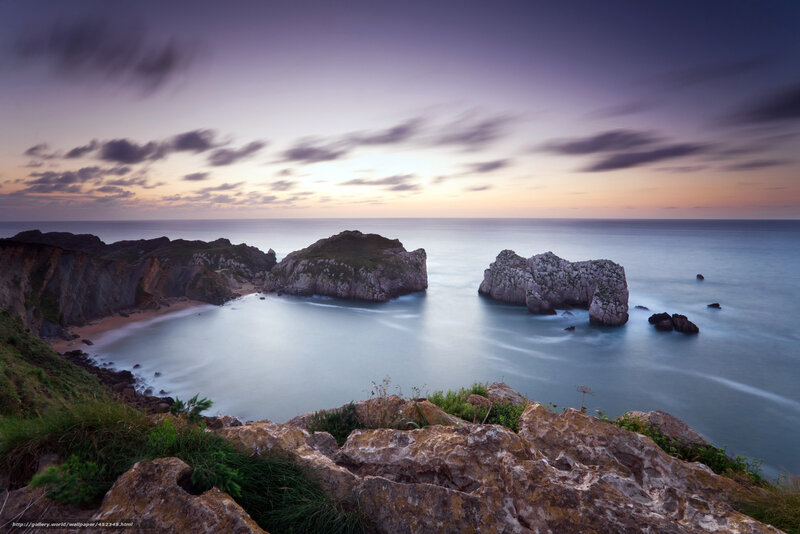 Coastal Rock Formations — Purple, Serene