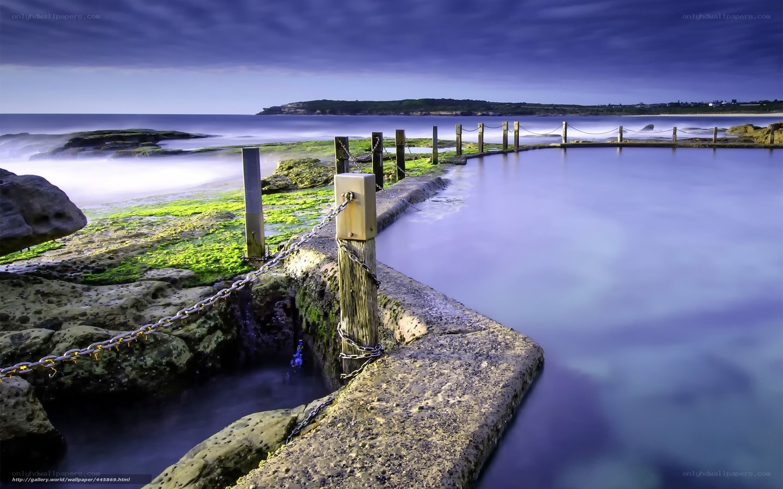 coastal rock pool at dusk