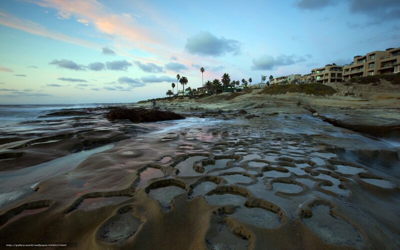 coastal rock pools at dusk