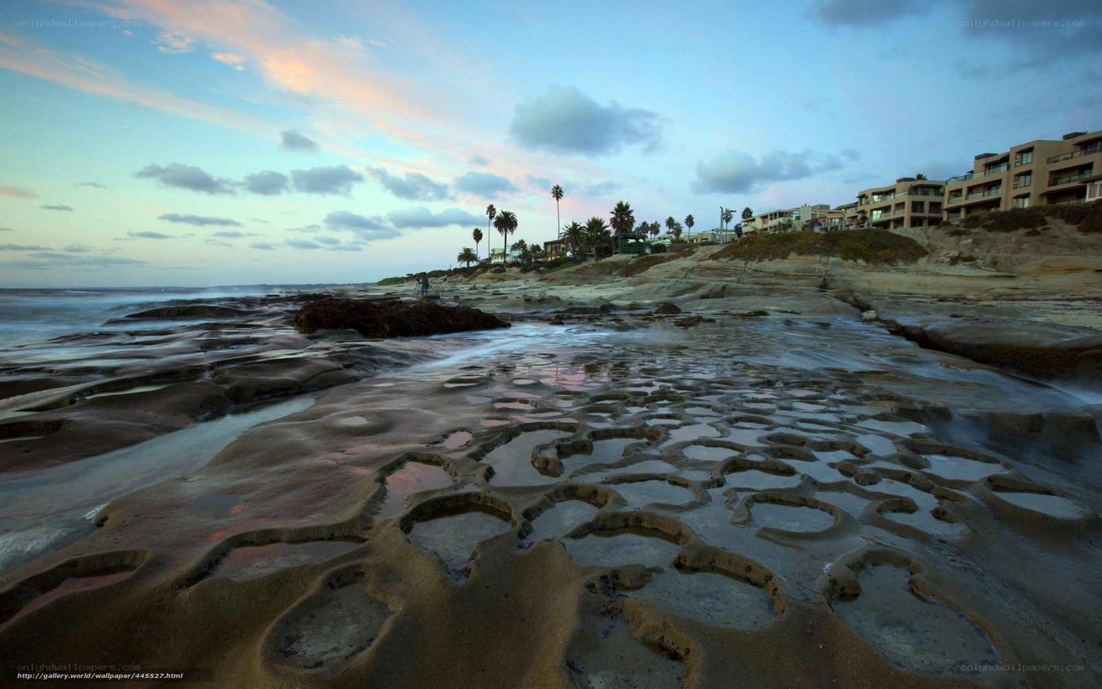coastal rock pools at dusk