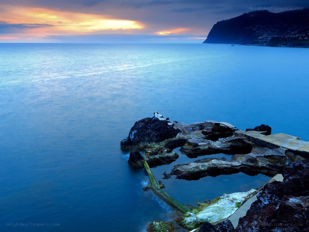coastal rock pools at sunset