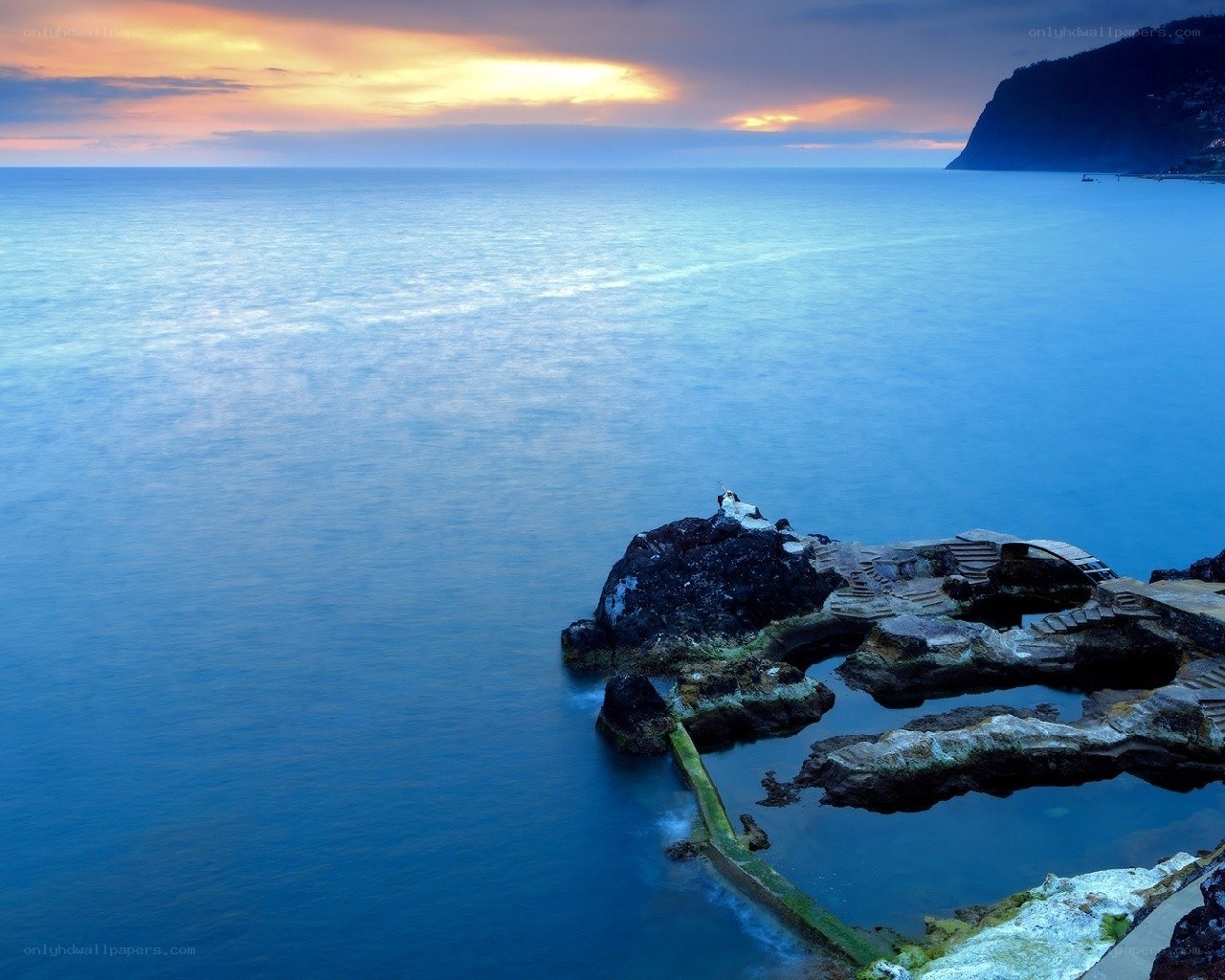 coastal rock pools at sunset