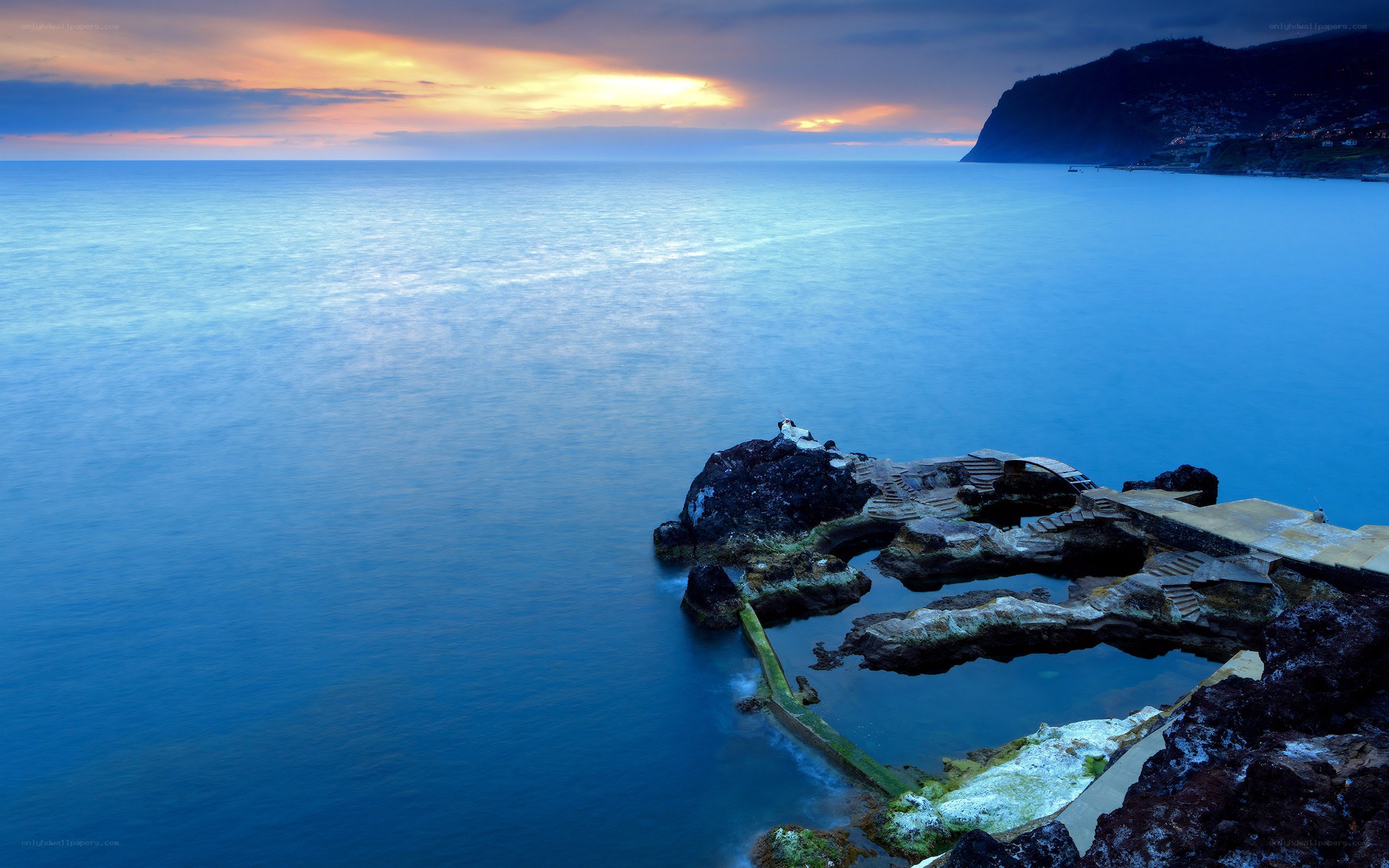 coastal rock pools at sunset