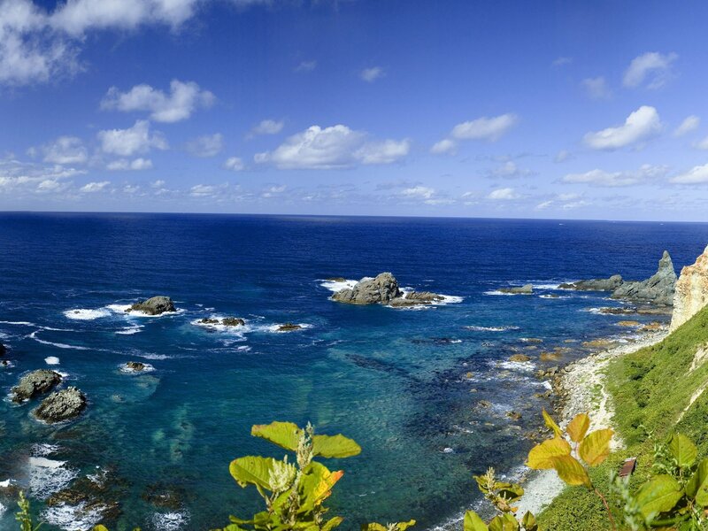 coastal rocks and blue sea