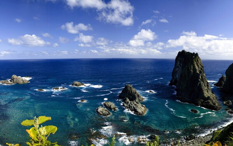 coastal rocks and blue sea