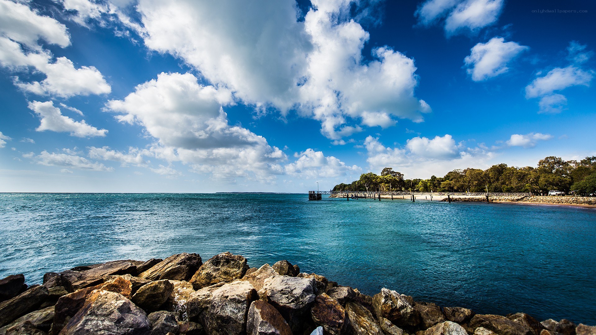 Coastal rocks and blue sky