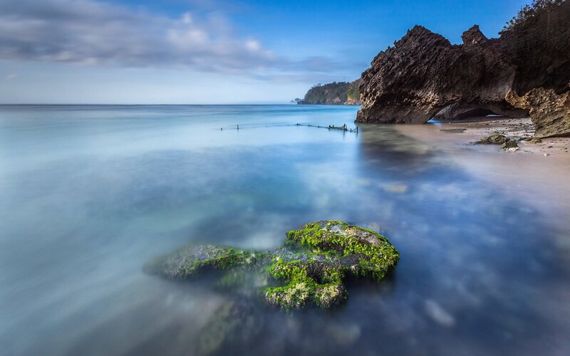 coastal rocks and calm sea