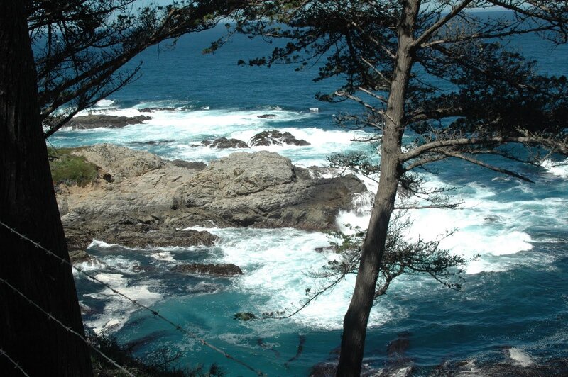 coastal rocks and crashing waves