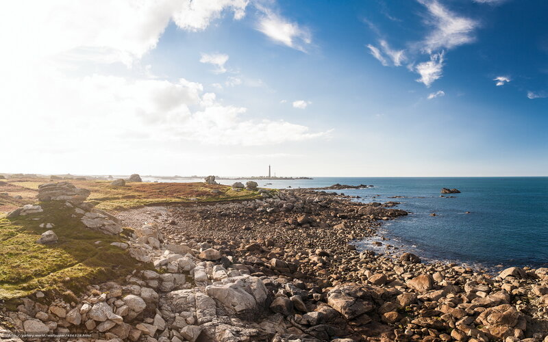 coastal rocks and lighthouse