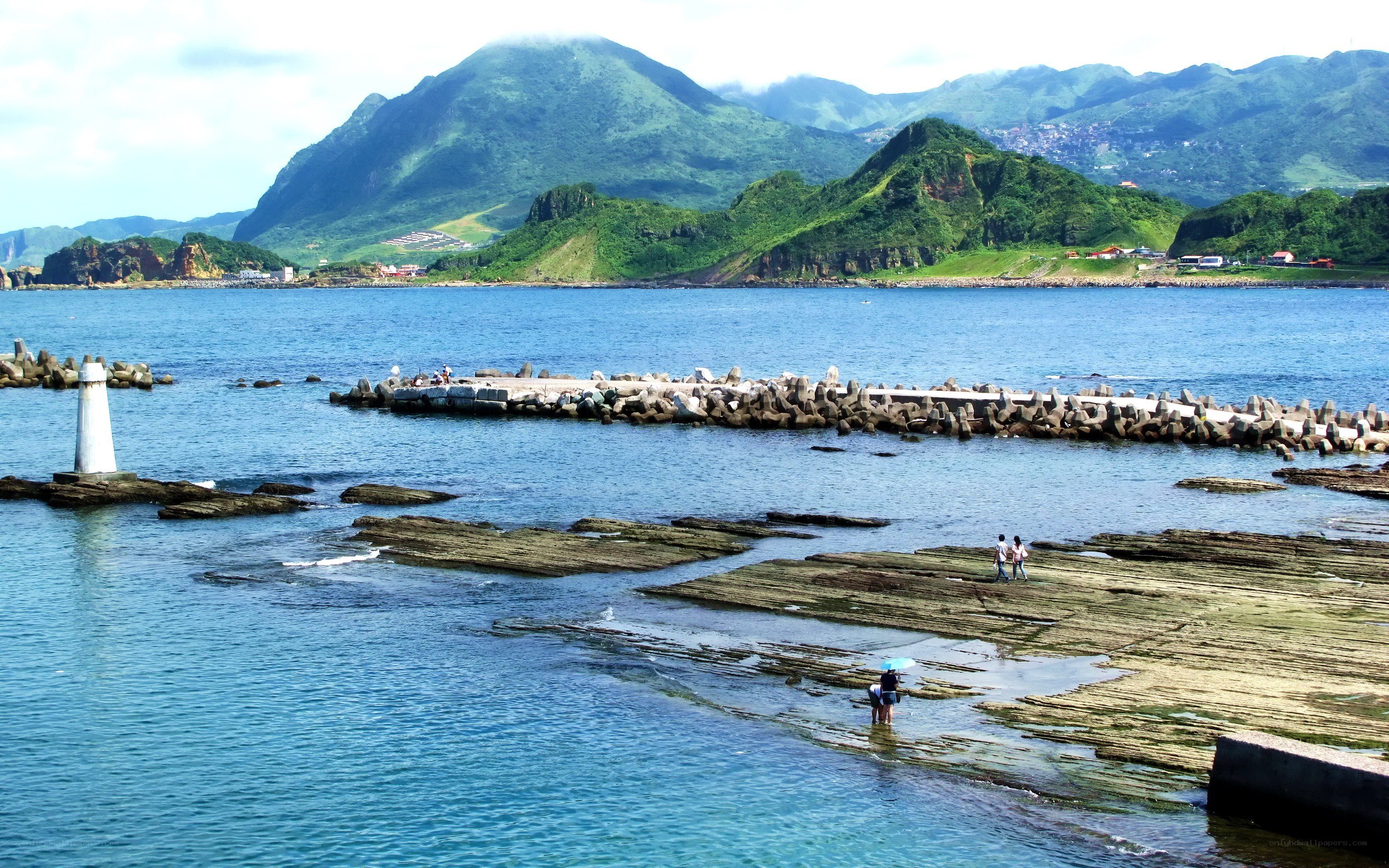 coastal rocks and mountains