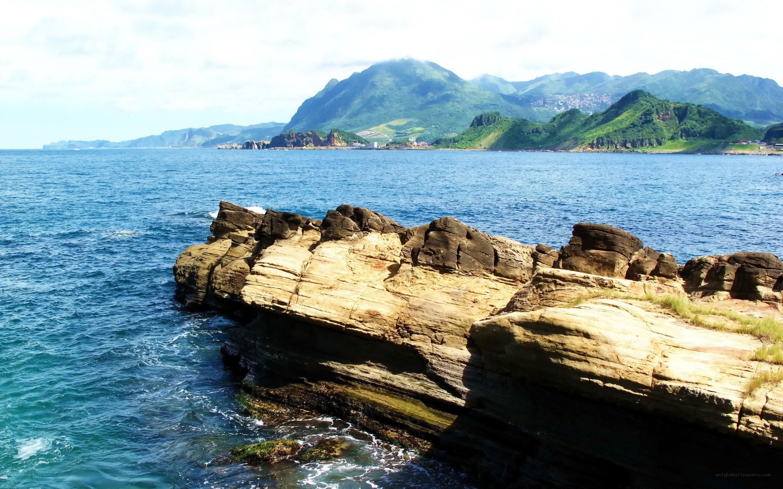 coastal rocks and mountains