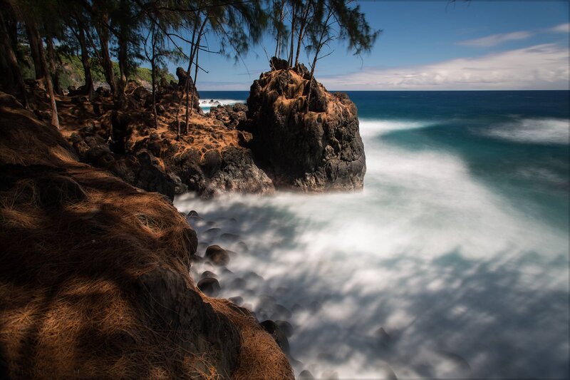 Coastal Rocks and Ocean — Blue, Dramatic, Afternoon, Photograph