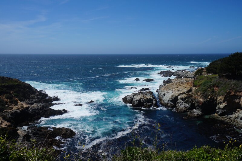 Coastal Rocks and Ocean — Blue, Serene, Afternoon, Photograph, Sky