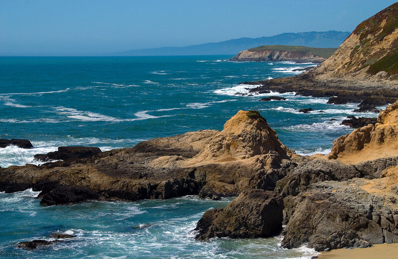 Coastal Rocks and Ocean — Blue