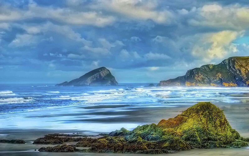 coastal rocks and ocean waves
