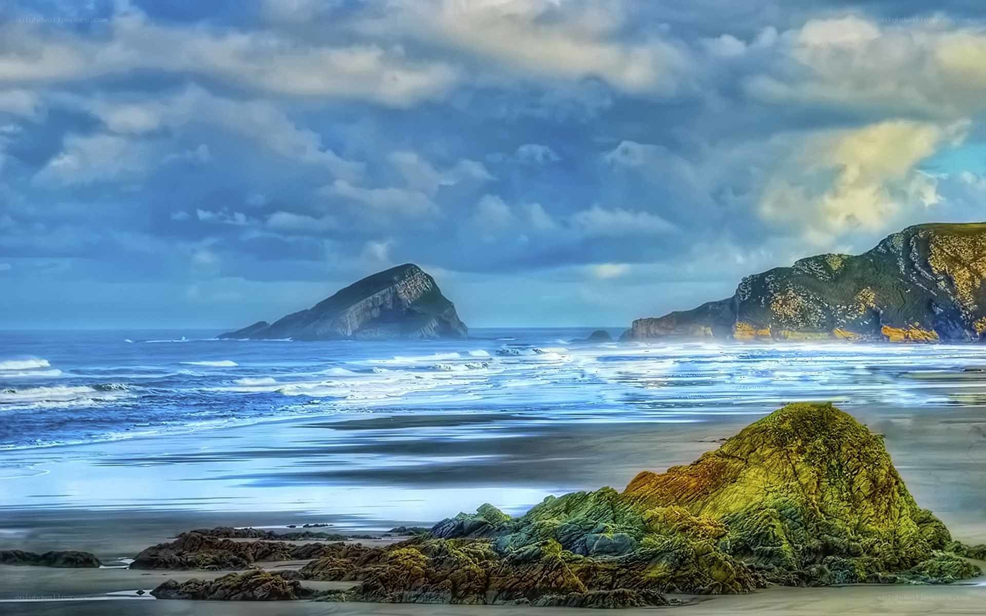 coastal rocks and ocean waves