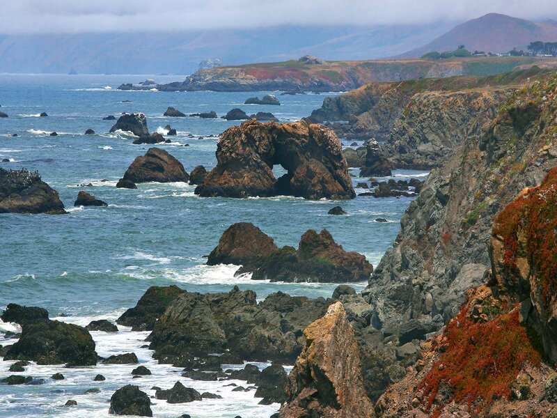 coastal rocks and sea arch