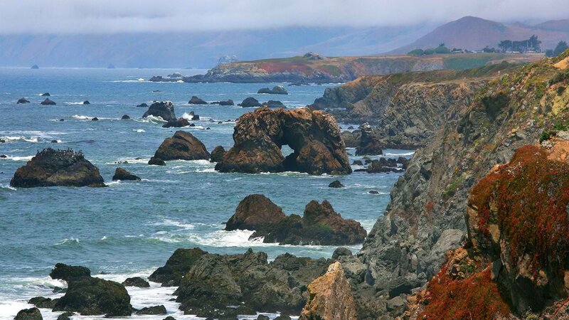 coastal rocks and sea arch