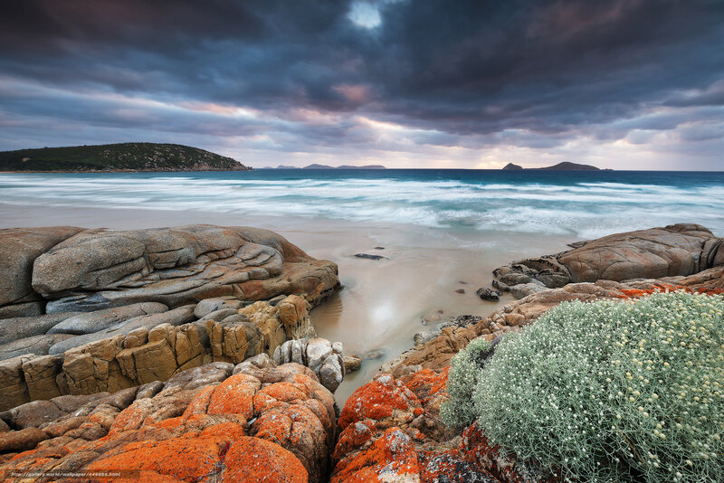 Coastal Rocks and Sea — Blue, Dramatic, Sunset, Photograph