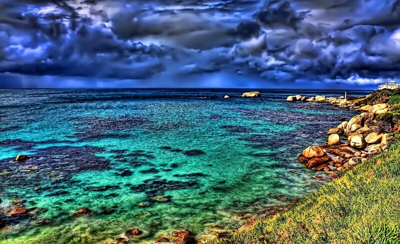 Coastal Rocks and Sea — Blue, Dramatic