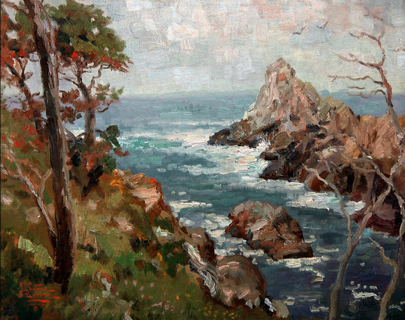Coastal Rocks and Sea — Blue, Serene, Afternoon, Painting