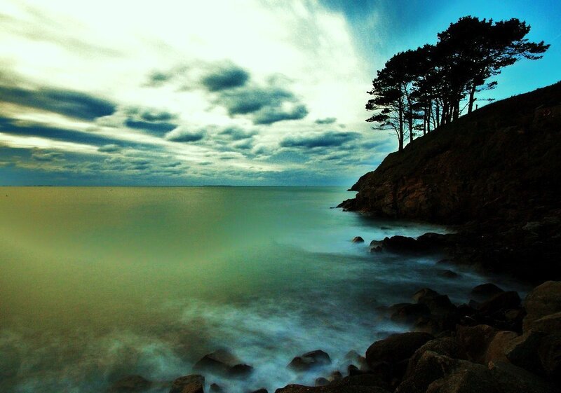 Coastal Rocks and Trees — Blue, Dramatic