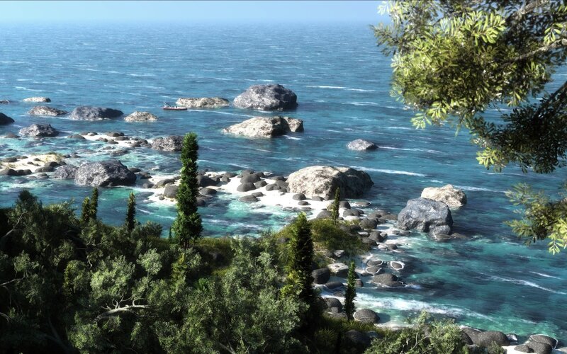 coastal rocks and turquoise water