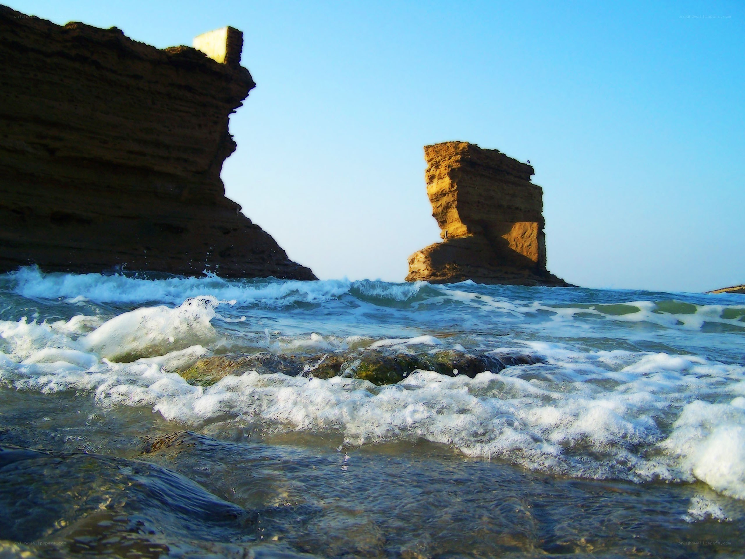 Coastal rocks and waves