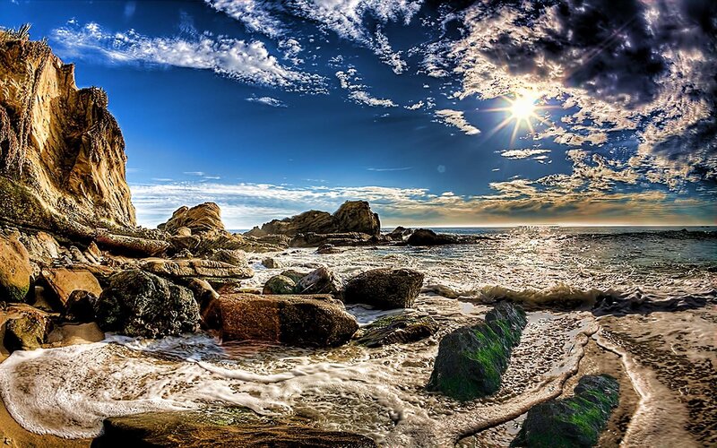 Coastal Rocks and Waves — Blue, Dramatic