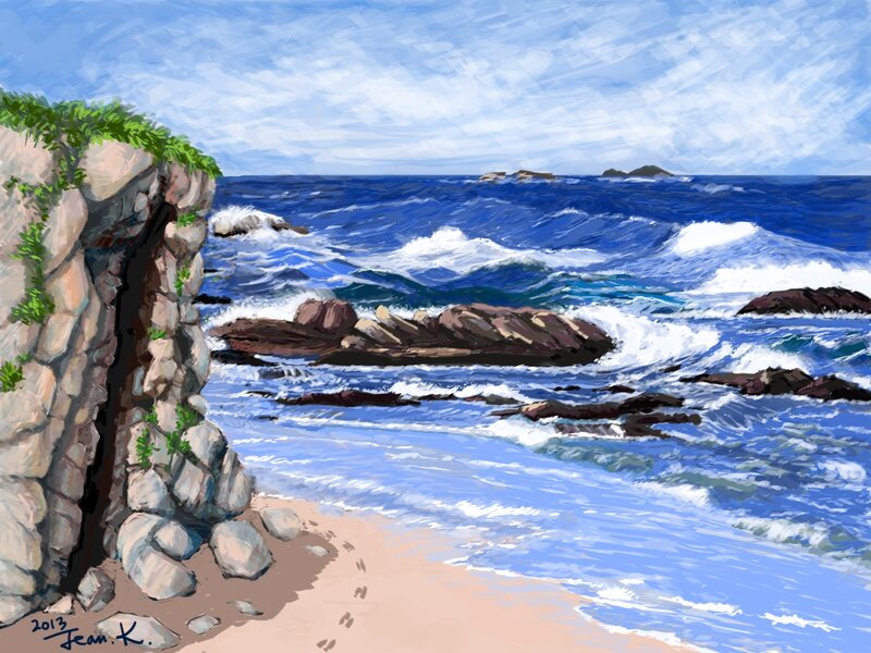 Coastal Rocks and Waves — Blue, Dynamic